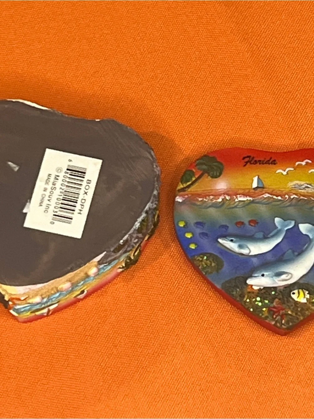 Florida Heart Shaped Trinket Box with Dolphins